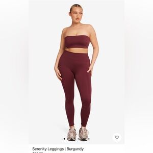 CSB SET Burgundy High-Waisted Leggings + sports bra